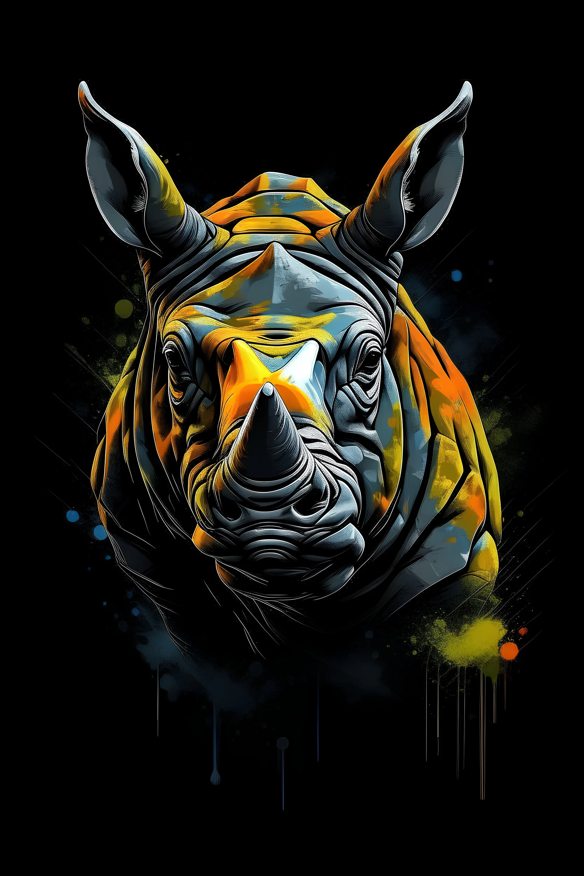 t-shirt design, rhino digital art by Jan Tengnagel, shutterstock contest winner, furry art, artwork, angular, art