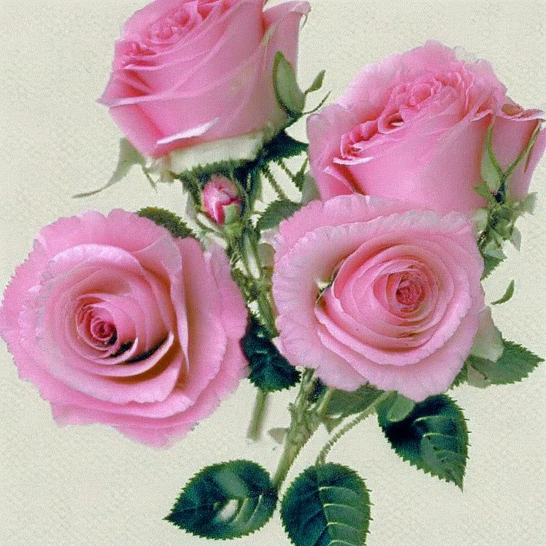 Pink roses, crisp detail, photograph