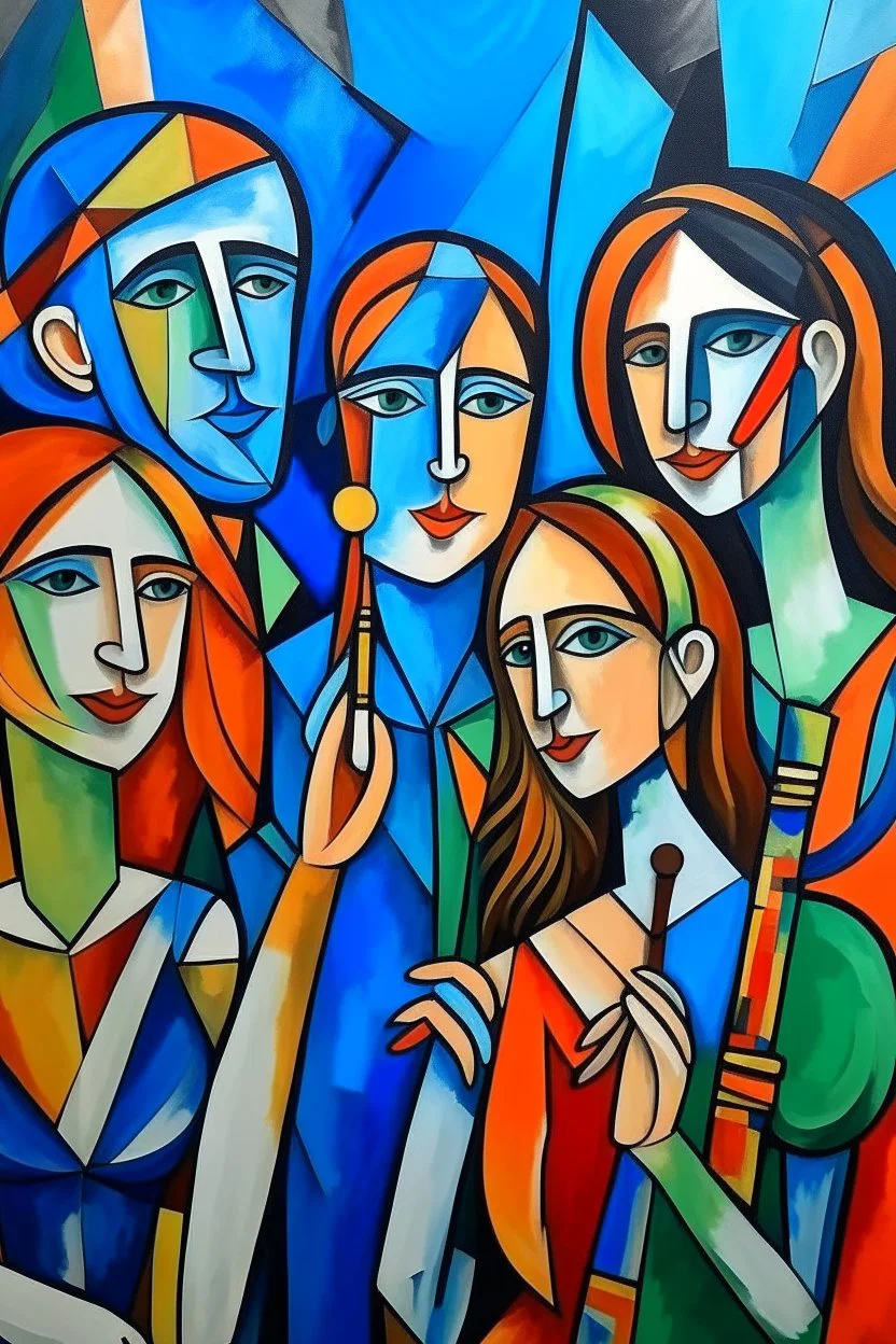 picasso style cubism 5 people