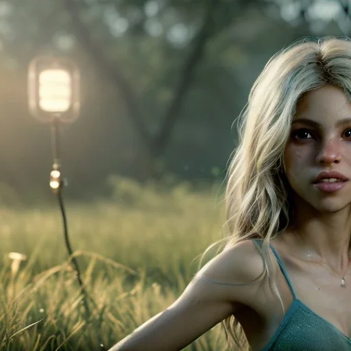 Shakira, artist, Realistic image, waist up portrait. perfect eyes, glow, circle iris. concept art, smooth, unreal engine 5, god lights, ray tracing, RTX, lumen lighting, ultra detail, volumetric lighting, 3d, finely drawn, high definition, 4k.