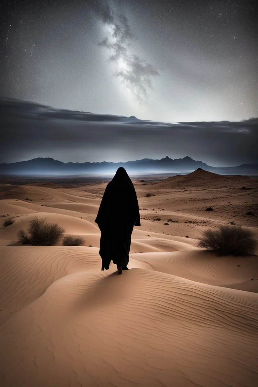 Photography Mistery of Ghost,Walking alonely on desert dark night