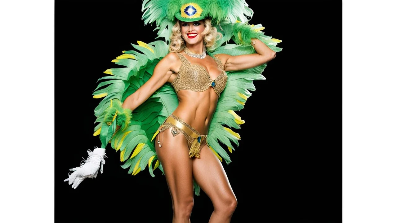 French gendarme dressed as a Brazilian revue dancer