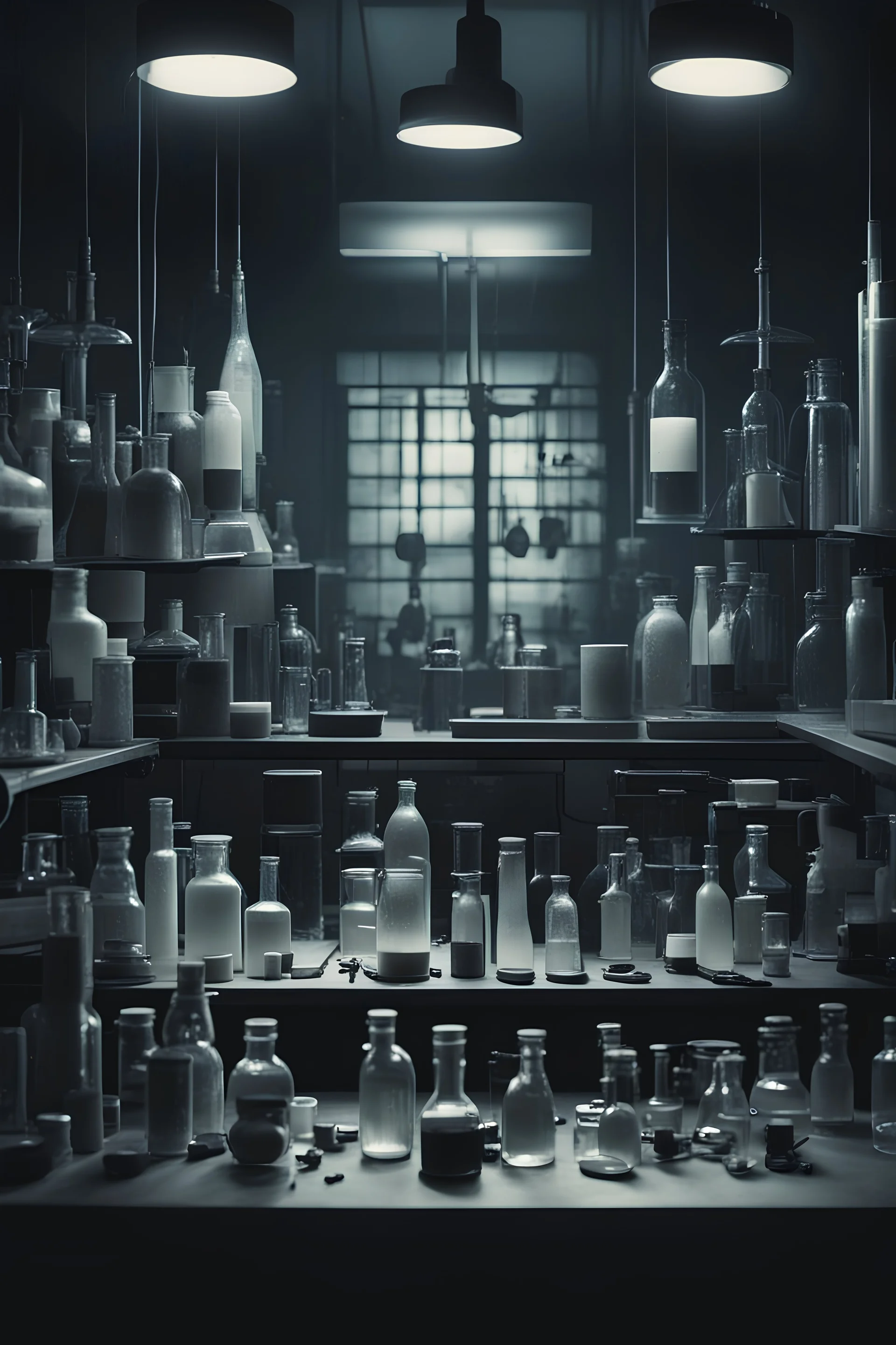 dark and foreboding laboratory setting, highlighting the ethical concerns associated with animal testing.