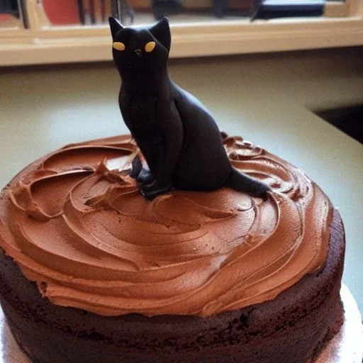 Cat dancing on a chocolaté cake