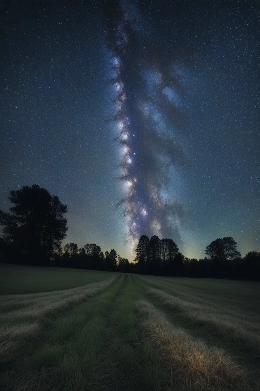 starry night with no people in a pasture during fall