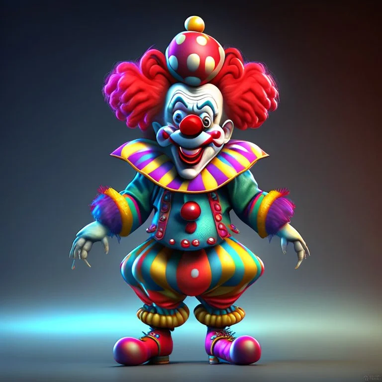 Cartoon of a full-body 4k clown