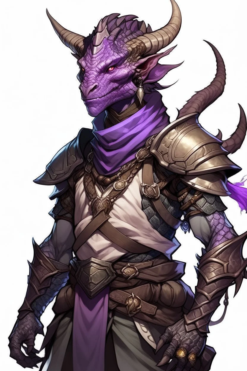 youthful handsome purple iridescent dragonborn ranger dnd