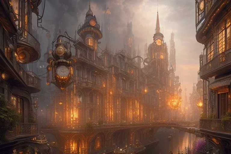 city magic steampunk, daylight, higly-detailed symmetric faces, realistic, soft light atmosphere，8k, artgerm, derek zabrocki, greg rutkowski, hdr，light effect，rtx on，-h 768