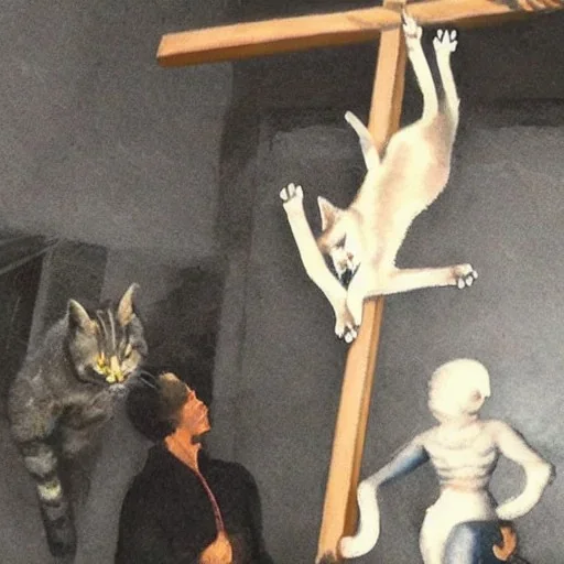 Cat crucifixion