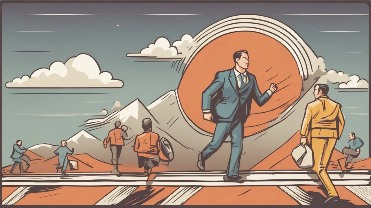 "An illustration symbolizing success and personal development, depicting an individual confidently progressing towards their goal, emphasizing the importance of personal leadership skills in life."