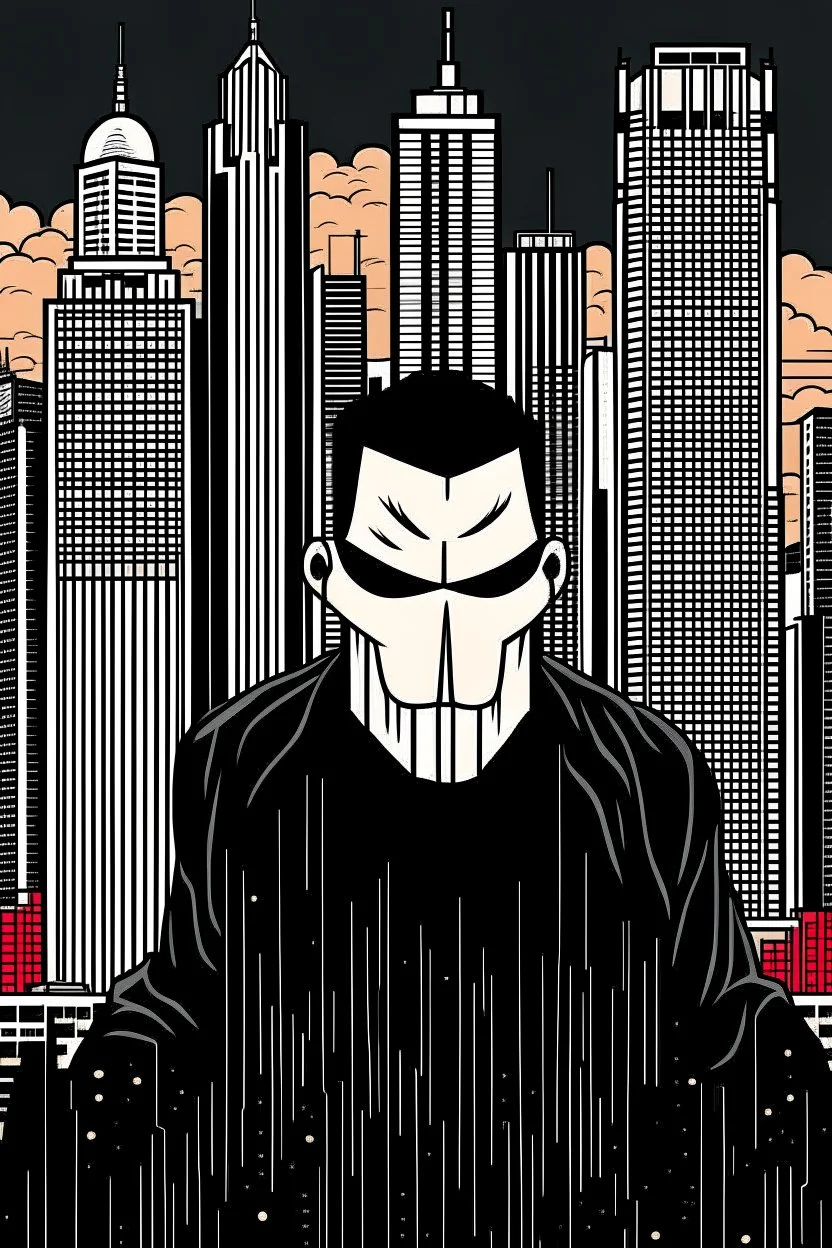 punisher sku;; city in the style of Hiroshi Nagai