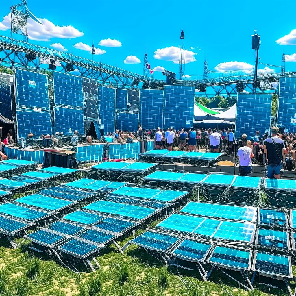 solar panels in a music festival