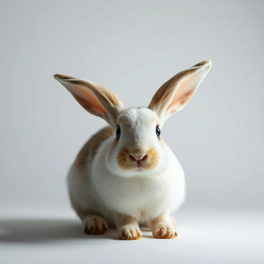 A rabbit in porcelain softbox lighting
