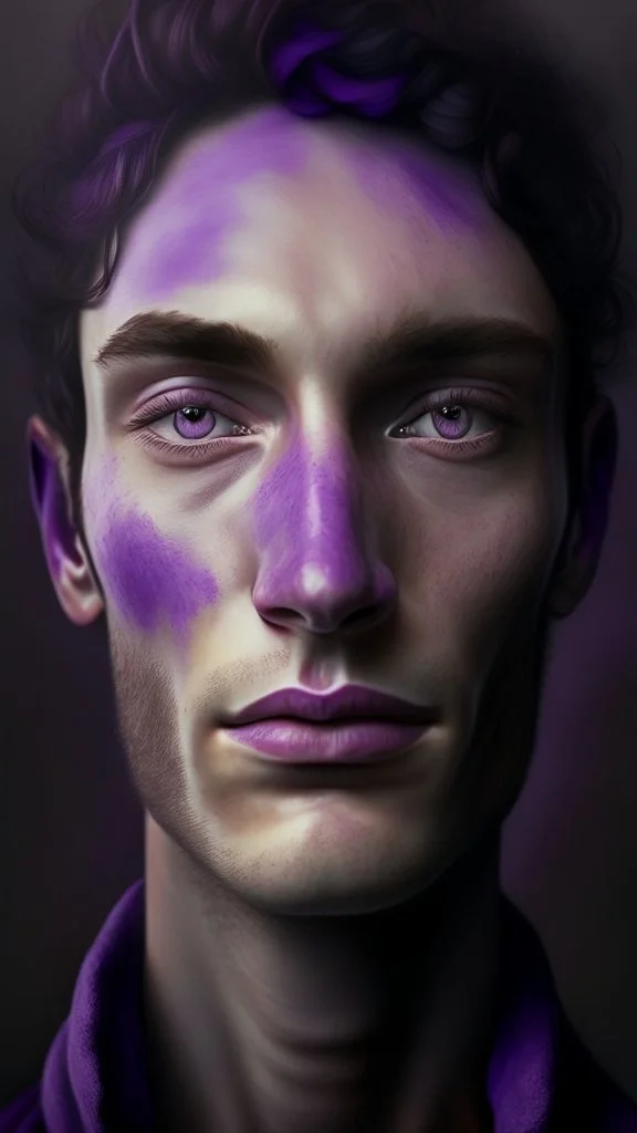 human portrait ultra realistic, purple colors