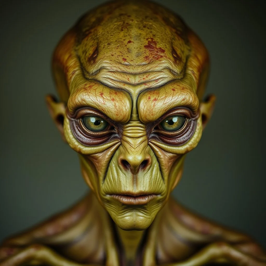 Organic with a biological mad skin texture of an alien face