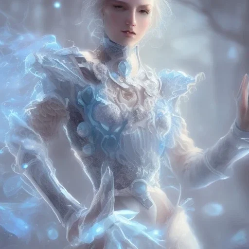  blue woman, majestic, ice fractal, Fantasy, Illustration,Character Design, magician