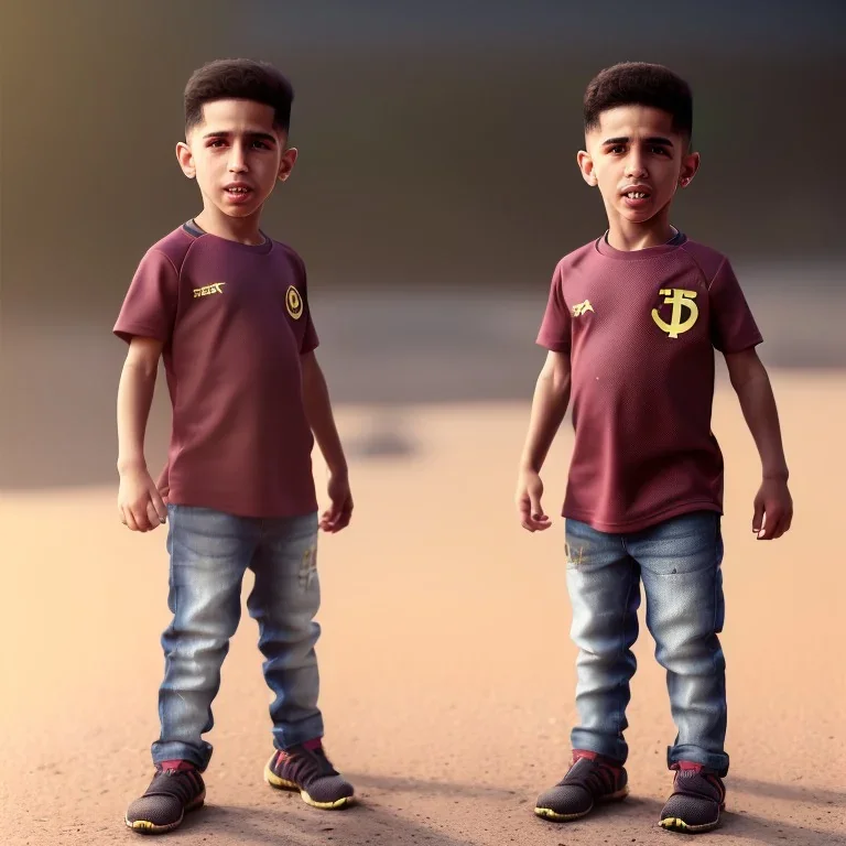 Achraf Hakimi toddler, full body, dramatic lighting, hyper realistic