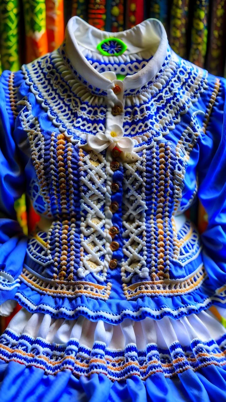 sewing aesthetics, blue, white, bunad