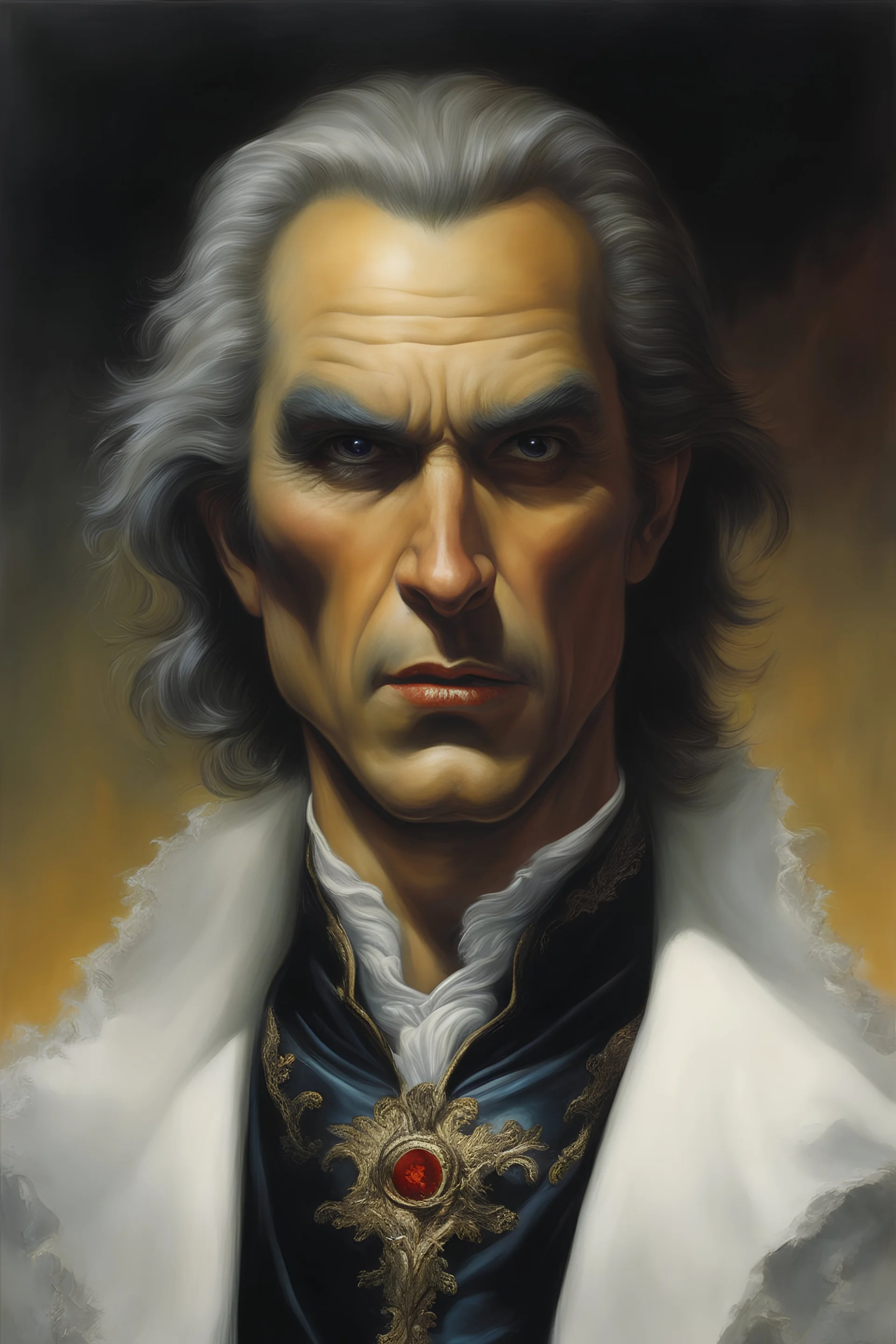 facial portrait, Lord Aegon Devereaux the Vampire, oil on canvas by Boris Vallejo