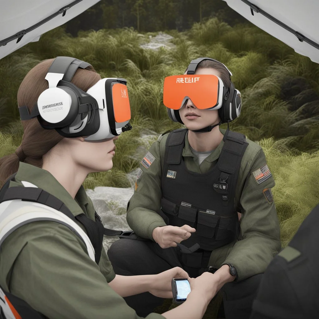 **Content Art:** An immersive virtual reality experience that transports users to the frontlines of relief efforts, allowing them to witness the dedication and selflessness of aid workers while also gaining a deeper understanding of the challenges they face. **Appearance:** Gender neutral art ideas encapsulating the essence/elements of relief measures, rescue operations, and the importance of upholding the core values of humanitarian and civilian laws before/after the effects of typhoons, cyclon