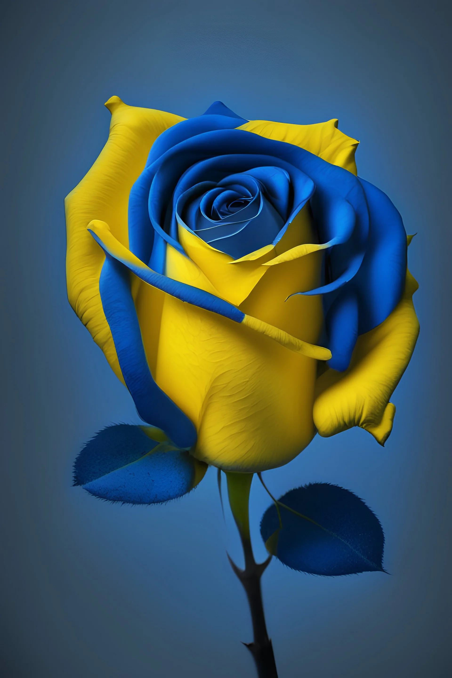 high-res minimalistic picture showing the yellow-blue rose