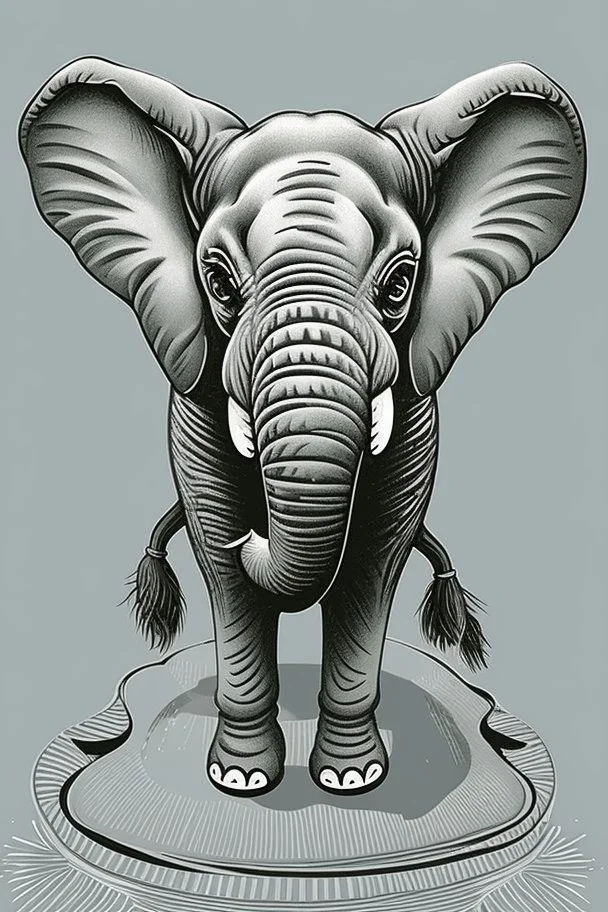 A delightful coloring page design showcasing an adorable baby elephant in a charmingly naive art style. The artist has skillfully created a whimsical scene with minimal details and a focus on bold, thick black outlines. The endearing fox, prominently positioned in the center, is the highlight of this illustration. The all-white background beautifully complements the simplistic design, allowing young artists to unleash their creativity. As the baby fox takes center stage, a subtle hint of its