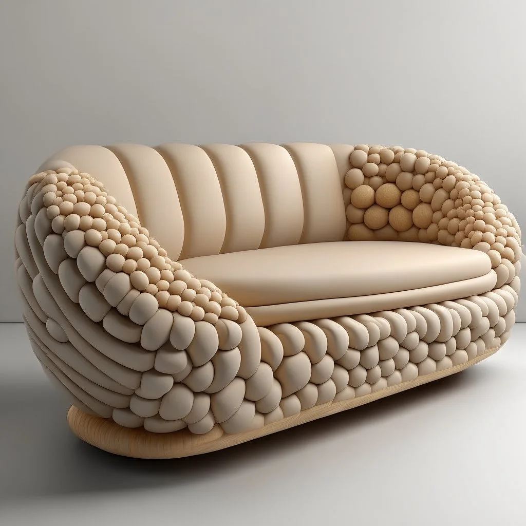 sofa inspired by the rounded pasta concept