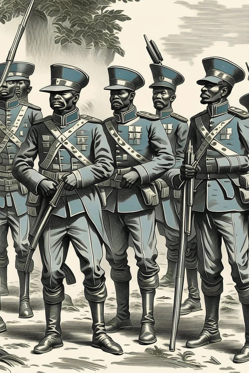 army of distopian victorian soldiers african