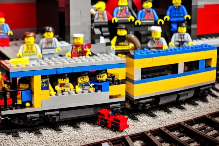 Lego Train in lego central Station New York