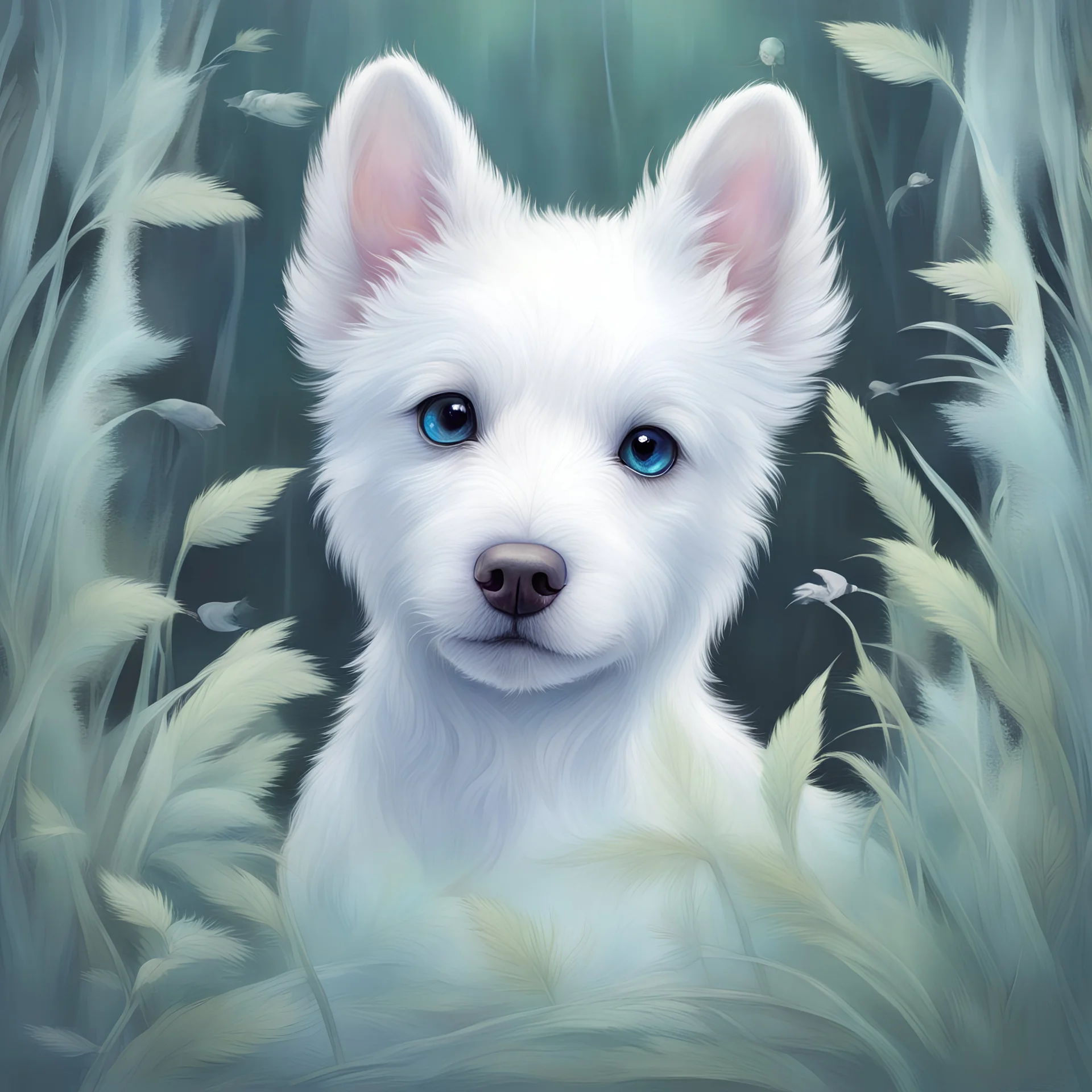 Holographic Spirit of the white furry puppies swamp