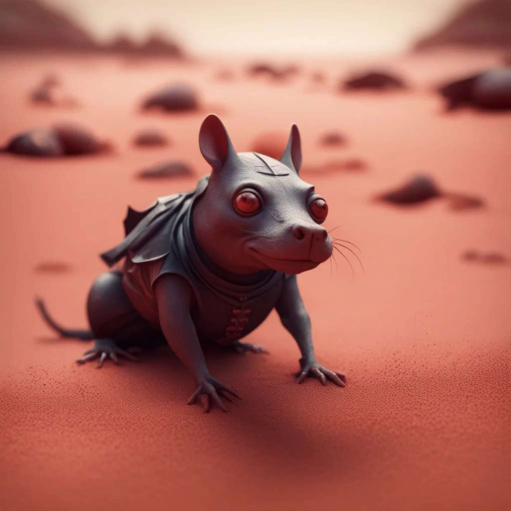 pen outline, in the style of Escher, bat bug female ninja dog rat hippo witch on the red sand beach ,bokeh like f/0.8, tilt-shift lens 8k, high detail, smooth render, down-light, unreal engine