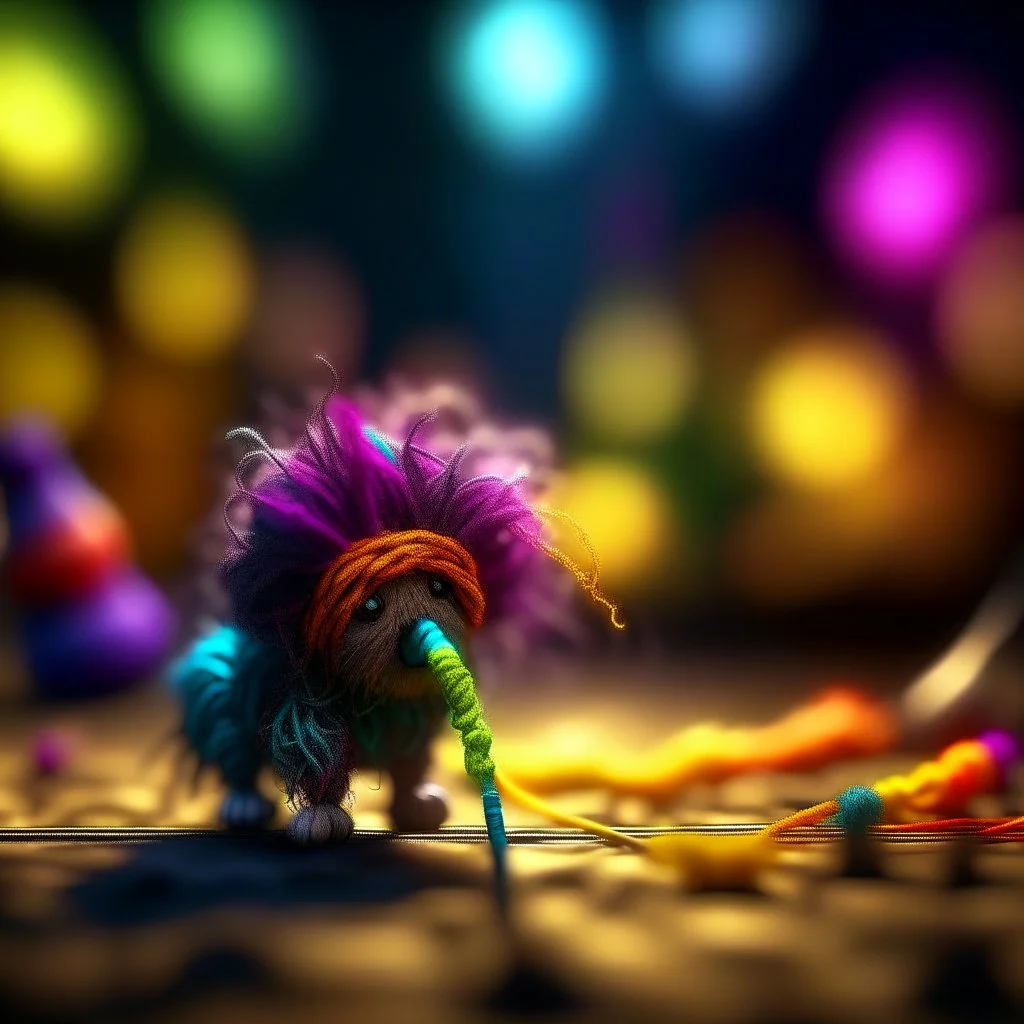 pen outline, hairy pimp groove funk fairy gremlin hippie in running inside big thread mill on beach ,bokeh like f/0.8, tilt-shift lens 8k, high detail, smooth render, down-light, unreal engine