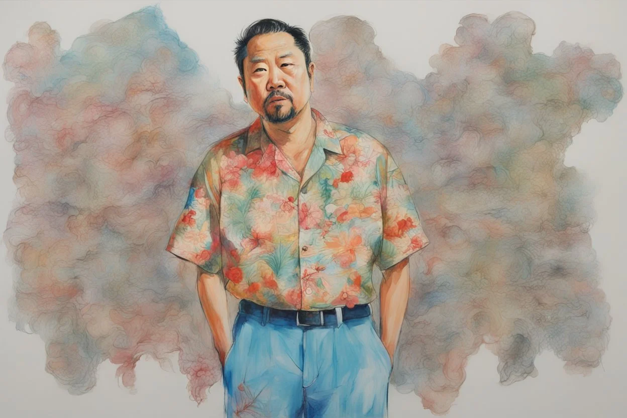 man in Hawaiian shirt by david choe