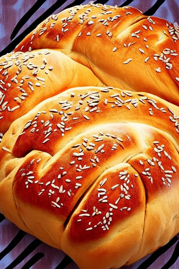 Vintage pop art style, bread, challah