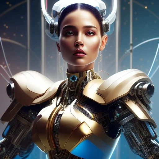 cosmos masterpiece, humanoid sexy cyborg robot with octopus hands, sango fantasy, fantasy magic, sharp focus, illustration, highly detailed, digital painting, concept art, matte, artgerm and paul lewin and kehinde wiley, full figure, fit in board, cyber punk, pretty accurate hands face fingers, natural aye, fit within portrait