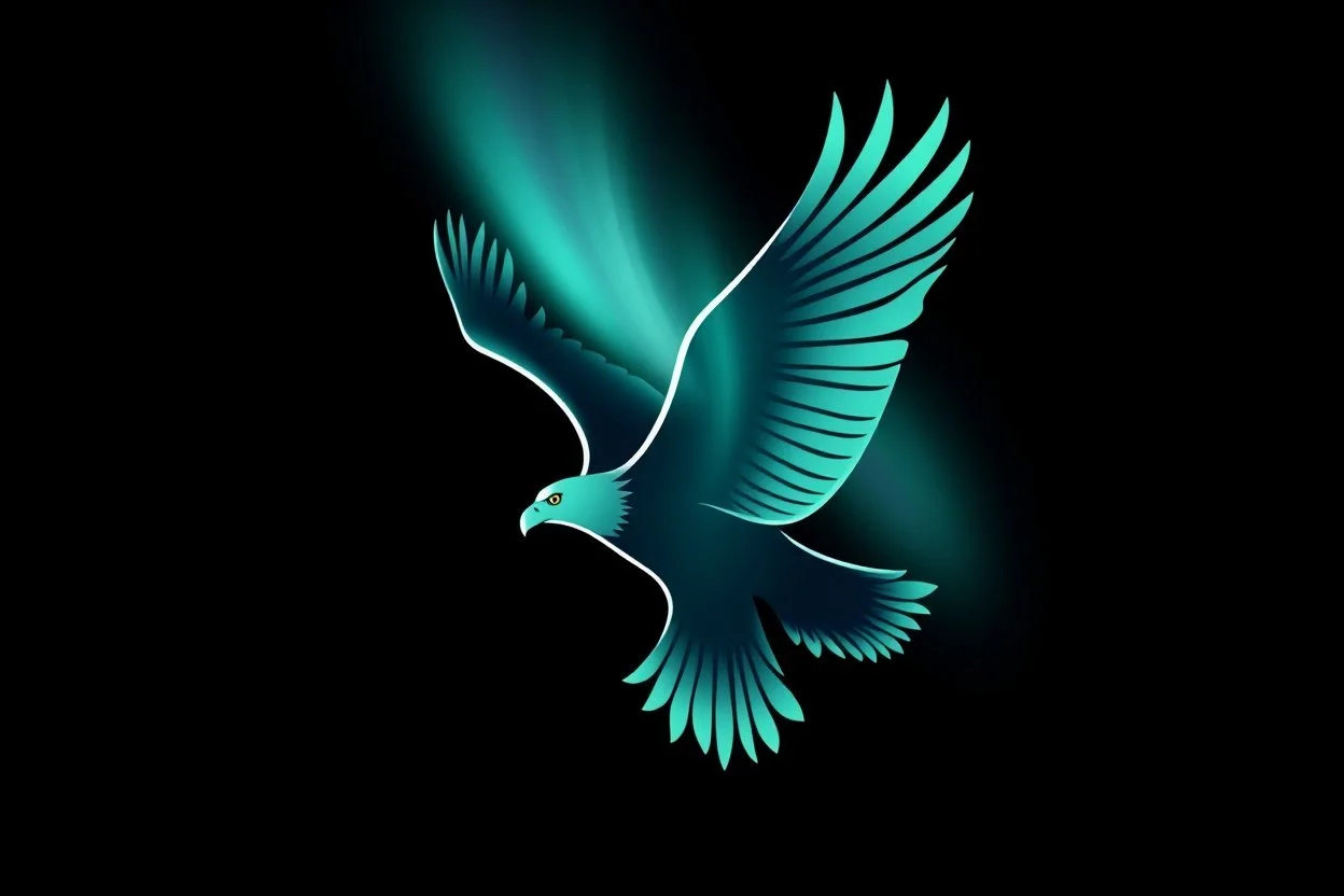 graphic shape of the aurora borealis with bottom edge resemblance to an eagle in flight. smooth vector on black
