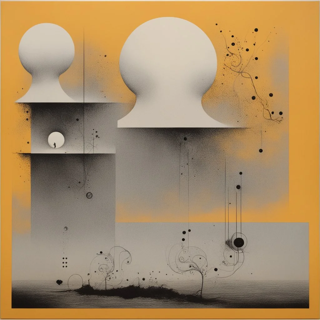 Braille art, abstract surrealism, by Graham Sutherland and Victor Pasmore and Stephen Gammell, silkscreened mind-bending illustration; album cover art, asymmetric, Braille code characters, UV x-ray warm colors