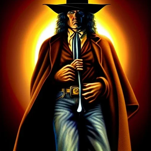 ultra detailed fullbody portrait of The Saint of Killers, extremely detailed digital painting, extremely detailed face,crystal clear eyes, in the style of Ken Kelley robert e howard and pablo oliveira and Keith Parkinson , mystical colors, perfectly centered image, perfect composition, rim light, beautiful lighting,8k, stunning scene, raytracing