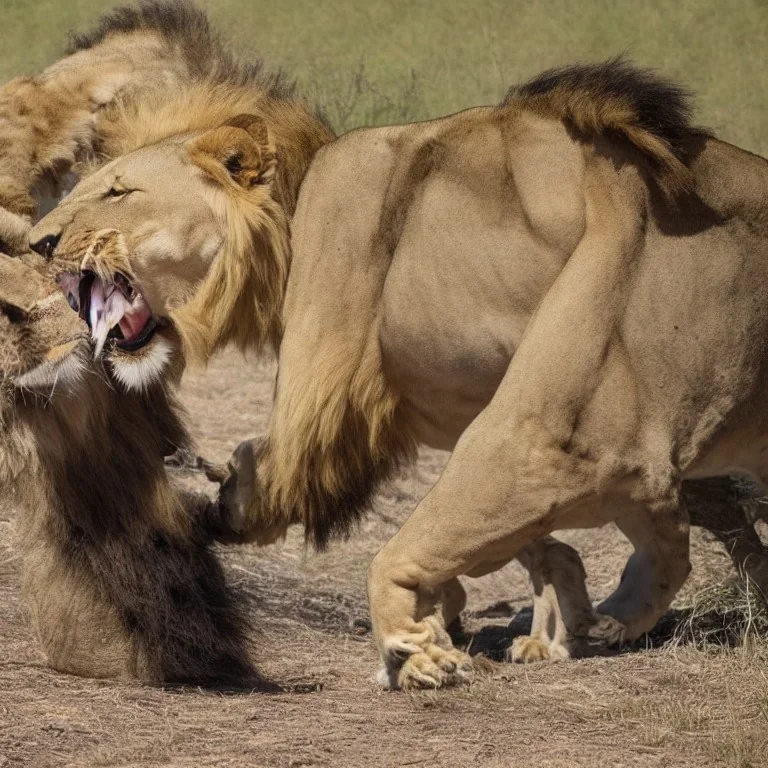 lion eating a lion