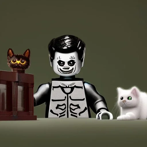  creepy photo of unusual children with lego cat