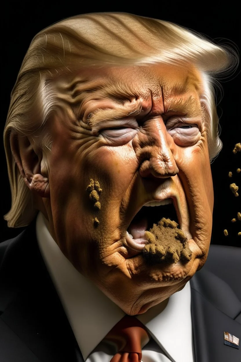 president donald trump with feces coming out of his mouth