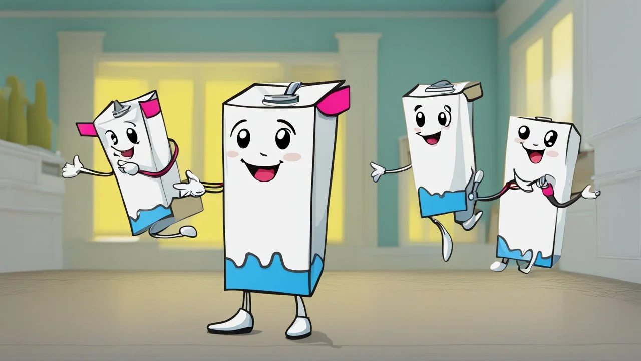 cartoon milk carton dancing