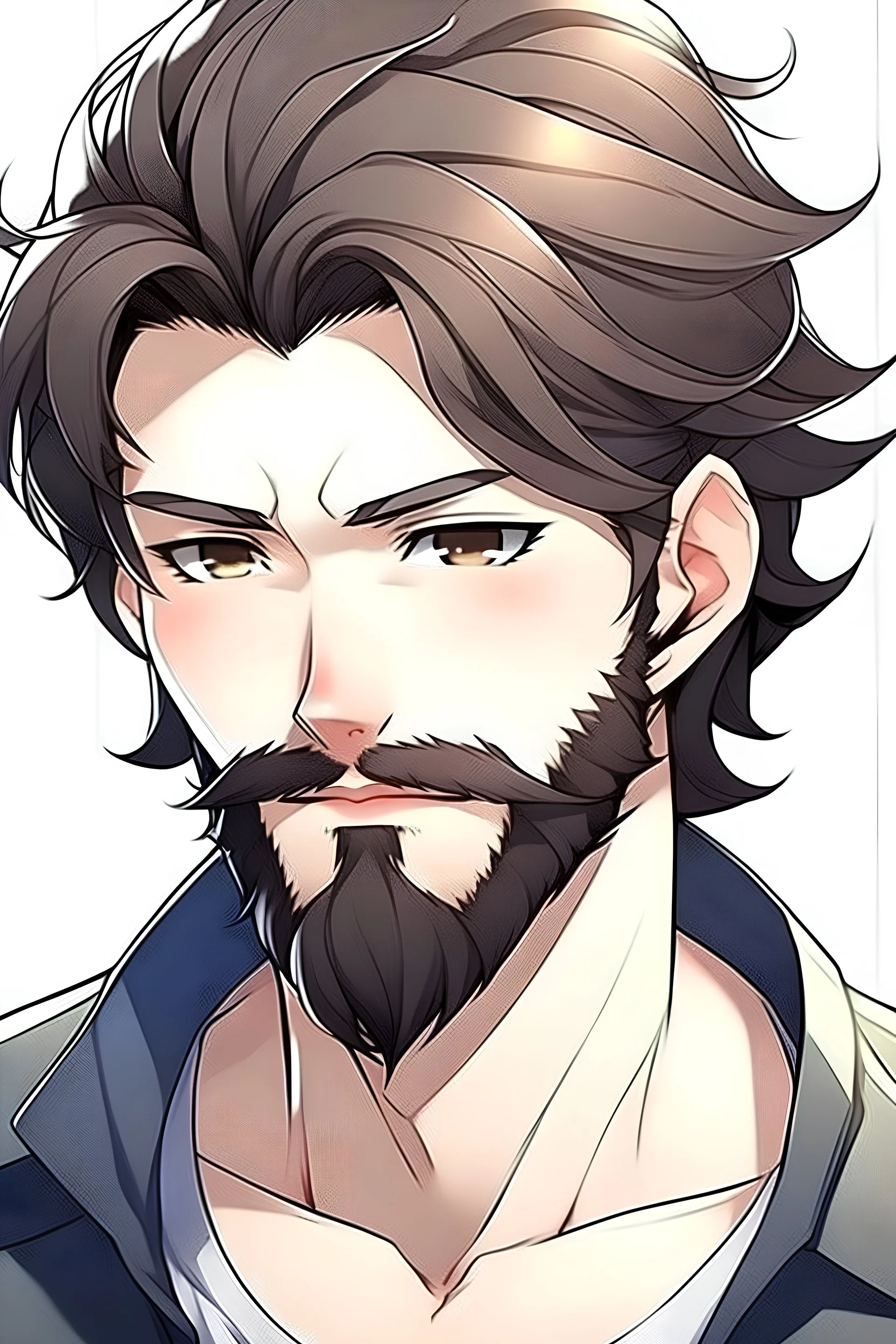 Premium Photo | The Captivating Charm of a Kind Strong Bearded Man An Anime  Avatar in a Dreamy White Background