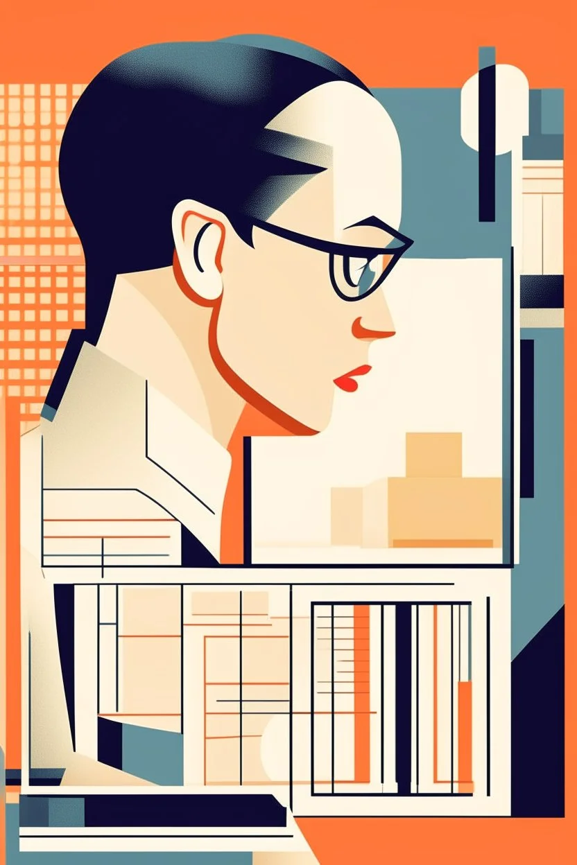 bauhaus illustration software designer working poster cassandre big poster portriat. magazine design. avatar. office. neoplastic.