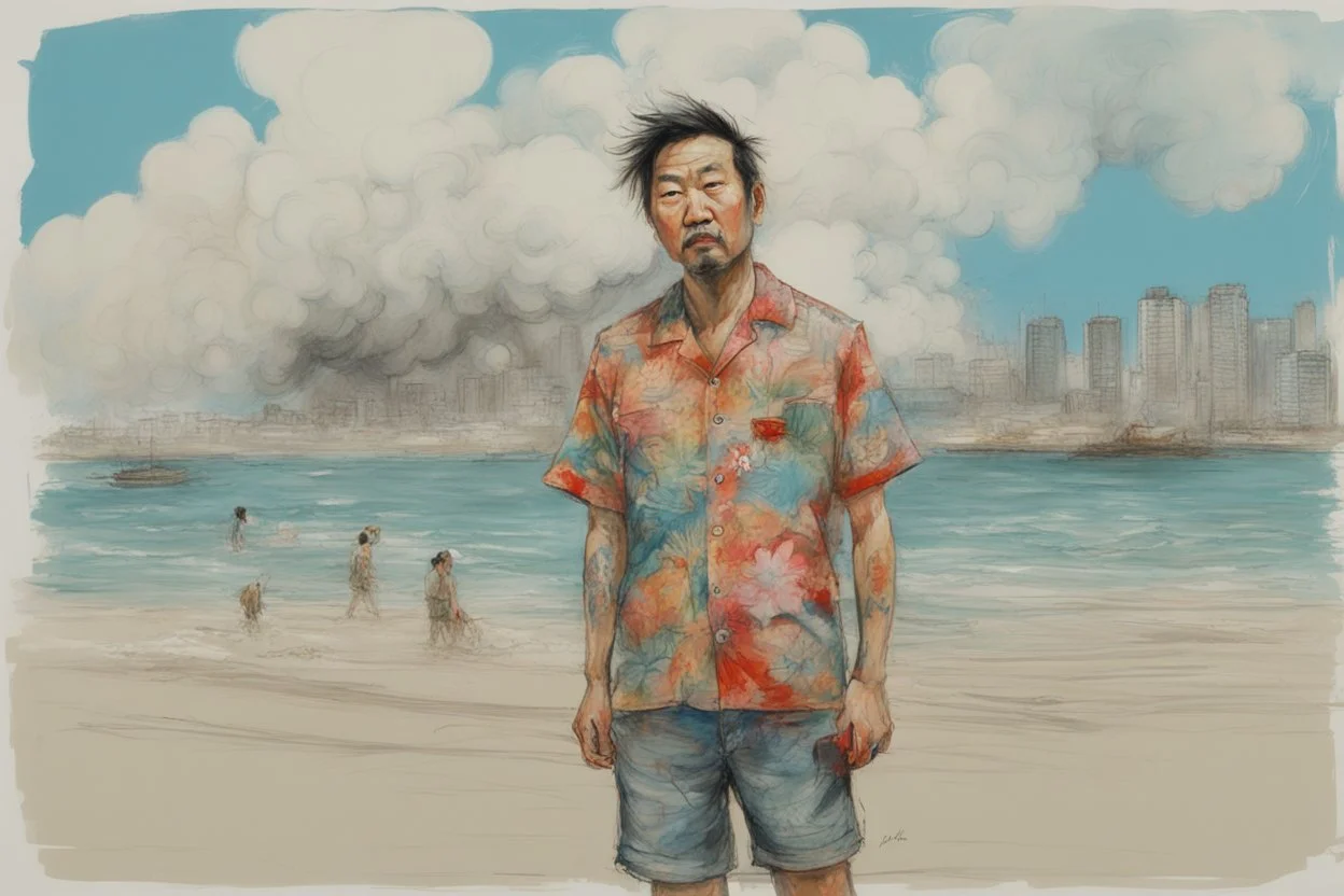 man in Hawaiian shirt by david choe