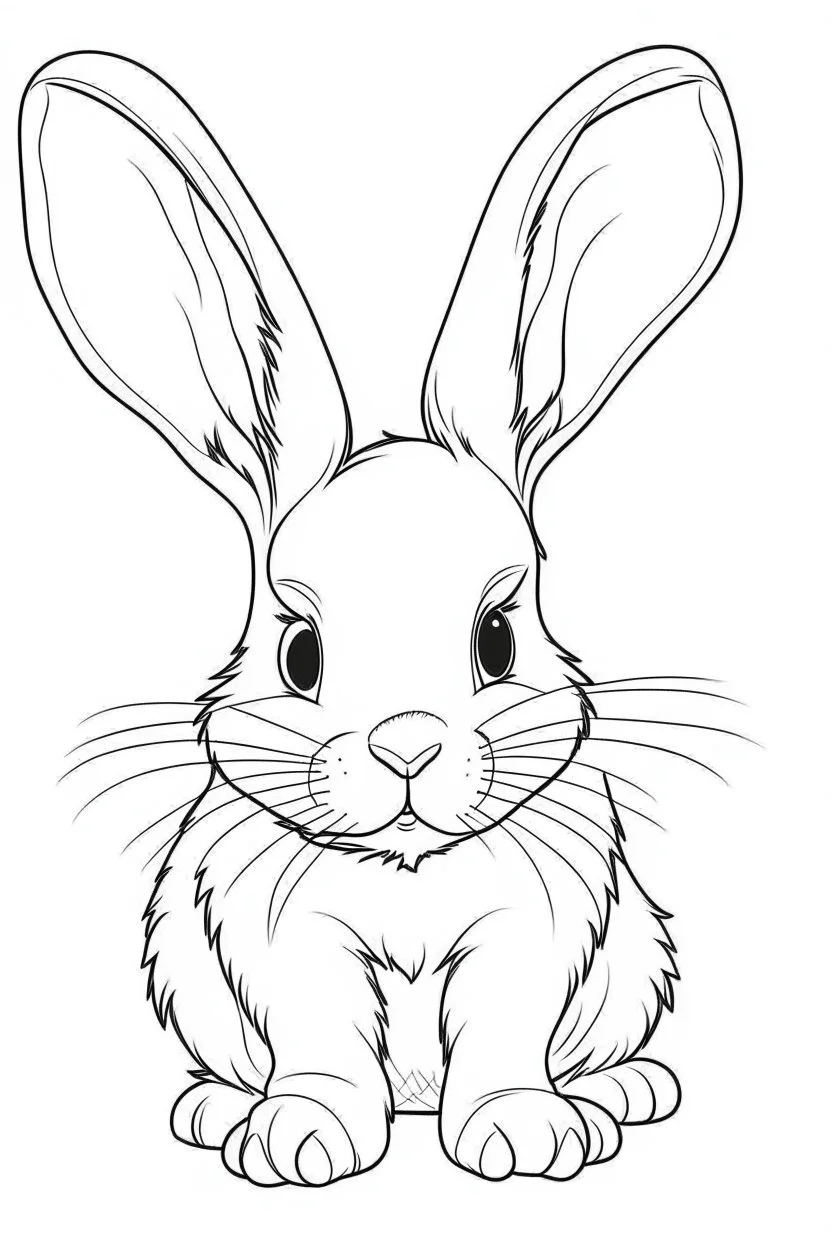 coloring page for kids, rabbit, cartoon style, thick outline, low details, no shading, no color