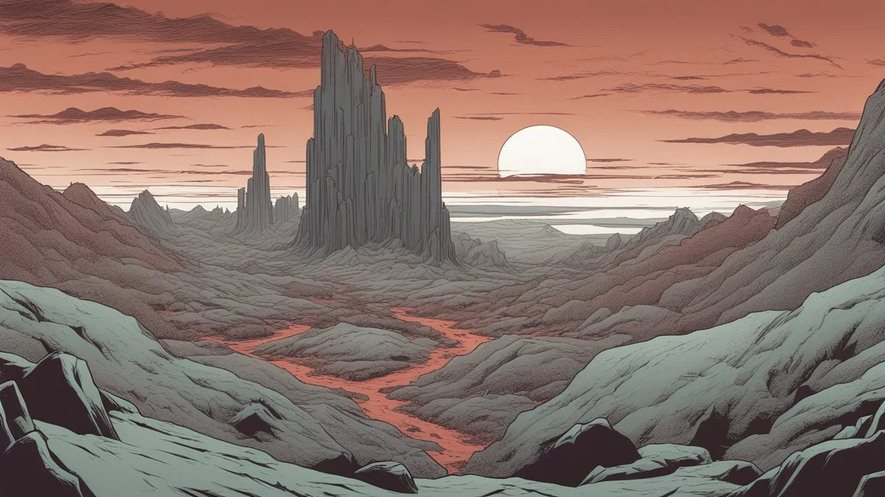 comic style, hell landscape