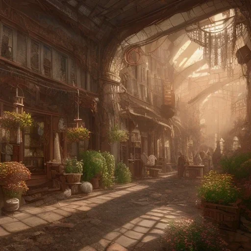 An abandoned city marketplace, unreal-5 engine volumetric lighting, intricate details, realistic style, artstudio trending