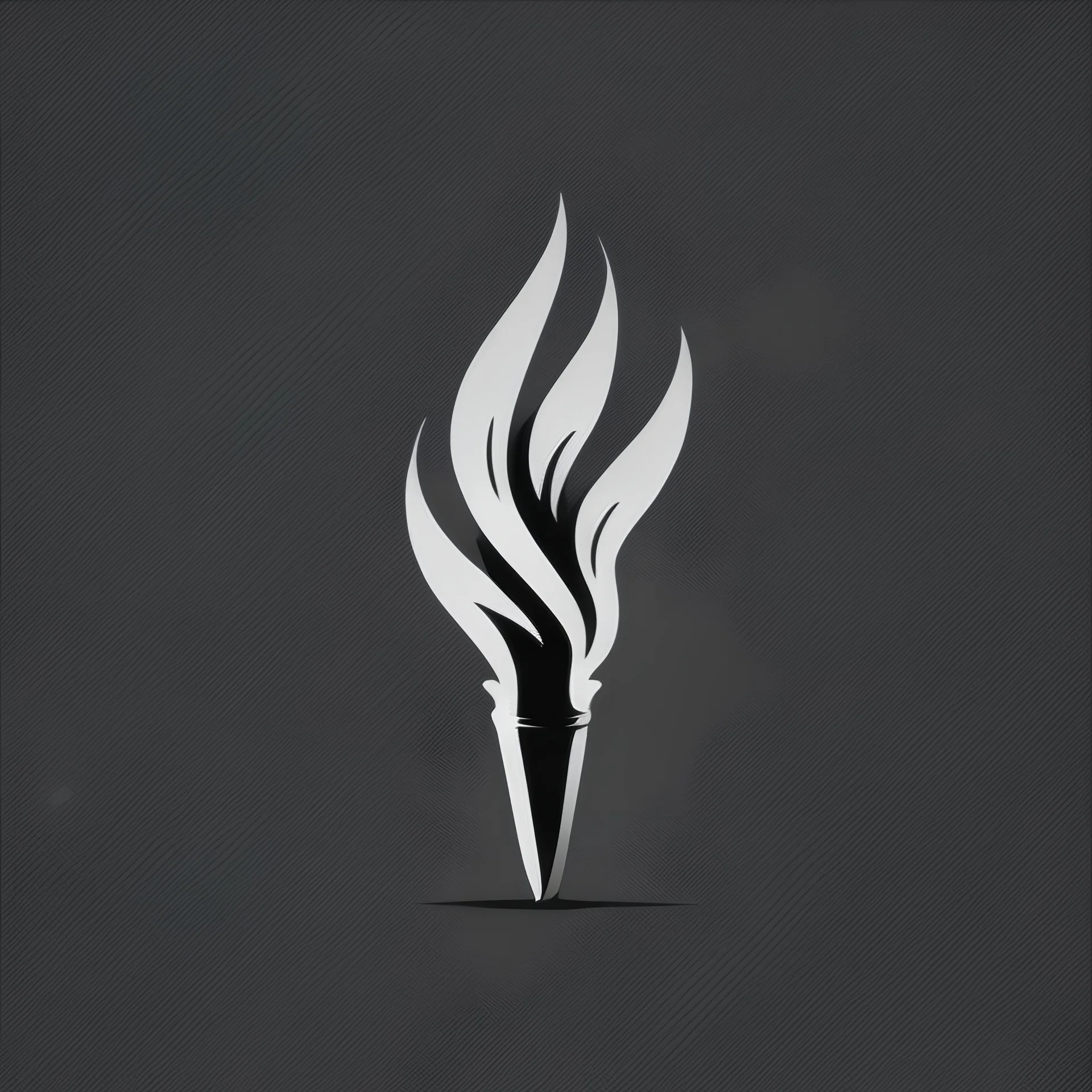 Torch, logo, simple, flat, black and white.