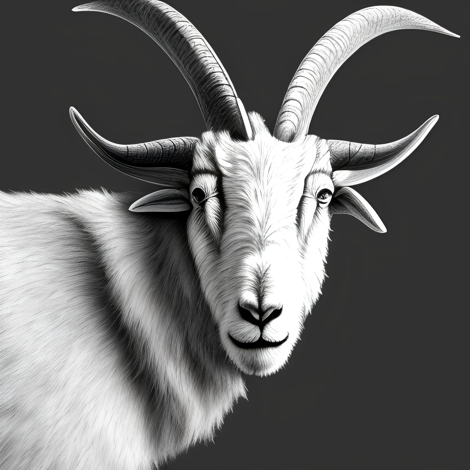 line drawing of a mountain goat ram's head shown from the side